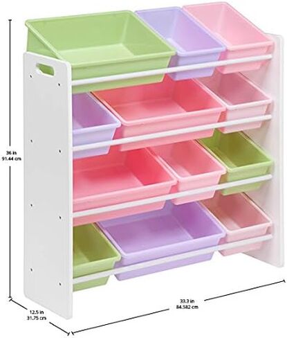 Honey-Can-Do Kids Toy Storage Organizer with 12 Plastic Bins, Grey SRT-06475 Grey in Kuwait