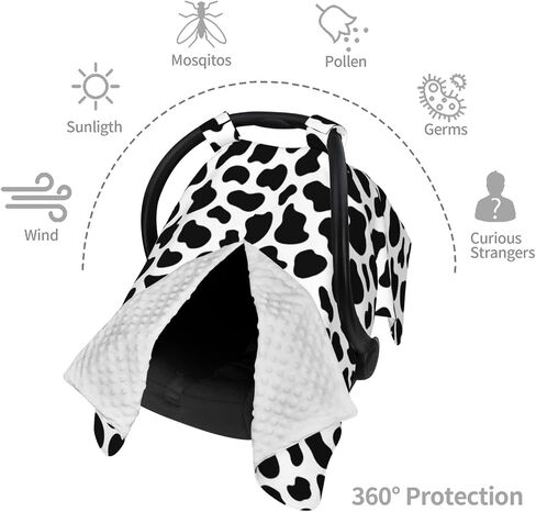 Brown Black Cow Print Car Seat Covers for Babies,Baby Car Seat Canopy Cover for Newborn Mom Multi Use Nursing Cover for Breastfeeding Baby Stuff for Newborn Infant Boys Girls Shower Gift in Kuwait