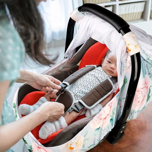 Car Seat Covers for Babies Girl Boy, Cozy Sun & Bug Cover, Infant Carseat Canopy Newborn Stroller Carrier Cover with Breathable Zipper Peep Window, Watercolor Pink Flower in Saudi Arabia
