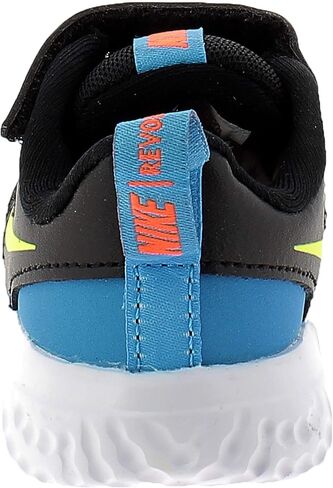 Nike Baby Revolution 5 Velcro Running Shoe, Black/Lemon Venom-Laser Blue-Hyper Crimson, 8C Regular US Toddler in Kuwait
