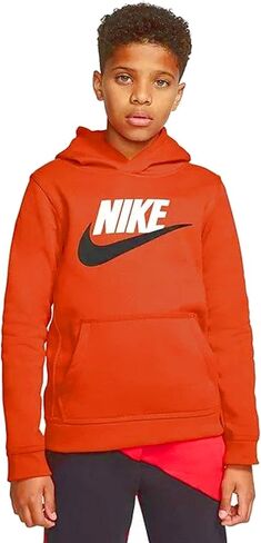 Nike Boys Sportswear Club+ Hbr Pullover Hoodie (Large, Orange/Black/White) in Saudi Arabia