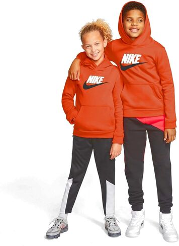 Nike Boys Sportswear Club+ Hbr Pullover Hoodie (Large, Orange/Black/White) in Saudi Arabia