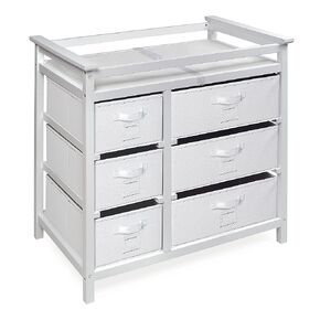 Modern Baby Changing Table with 6 Storage Baskets and Pad
