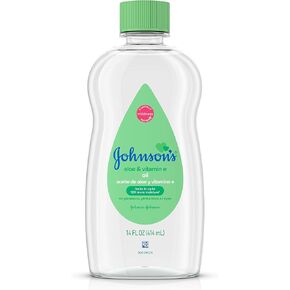 Johnson's Baby Oil, Mineral Oil Enriched With Aloe Vera and Vitamin E to Prevent Moisture Loss, Hypoallergenic, 14 fl. oz ( Pack of 4) in Saudi Arabia