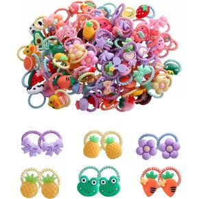 100pcs Mix Colors Girl's Elastic Hair Ties Soft Rubber Bands Hair Bands Holders Pigtails Hair Accessories for Girls Infants Toddlers Kids Teens and Children 100A in Saudi Arabia
