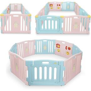 Kidzone Baby Playpen Kids 8 Panel Safety Play Center Yard Home Indoor Outdoor Pen Play Pen Children Activity (Blue) in Kuwait