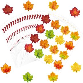 Whaline 400 Pcs Fall Maple Leaf Stickers 8 Colors Autumn Leaves Shape Stickers Cute Self Adhesive Decals for Holiday Thanksgiving Wedding Birthday Party Window Door Home Decorations in Kuwait