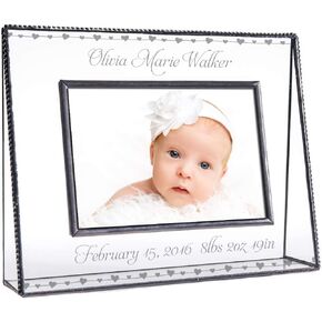 Baby Keepsake Frame Personalized for New Mom and Dad 4x6 Photo Engraved Glass Nursery Picture Frames Pic 319-46H EP508 Clear in Saudi Arabia