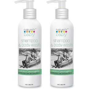 Nature's Baby Shampoo/Face/Body Wash - pH Neutral & Tear Free - Formulated for Problem and Senstive Skin - No Sulfate or Artificial Fragrances - Coconut Pineapple 8 oz (2-Pack) in Kuwait