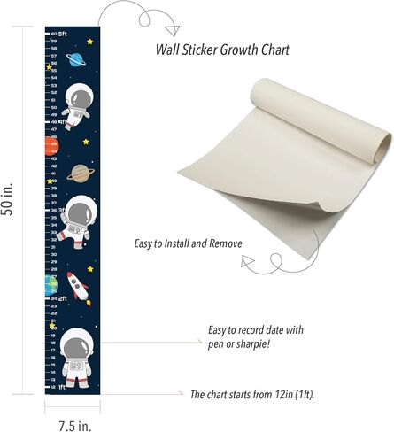 Ballerina Wall Sticker Growth Chart for Kids, Height Chart for Boys and Girls, Growth Chart Sticker, Growth Chart Decal in Kuwait