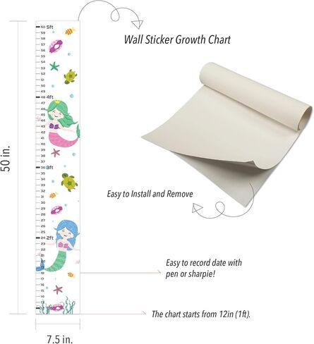 Ballerina Wall Sticker Growth Chart for Kids, Height Chart for Boys and Girls, Growth Chart Sticker, Growth Chart Decal in Kuwait