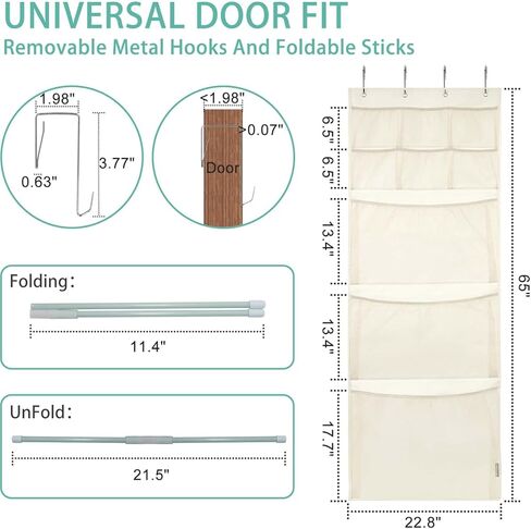 تخزين الحيوانات المحشوة من VICTORICH، تخزين منظم فوق الباب لحامل الحيوانات المحشوة، أرجوحة شبكية للحيوانات المحشوة مع 4 جيوب، منظم باب معلق للحضانة والحمام وغرفة نوم الأطفال، بيج in Kuwait