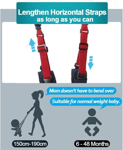 Baby Walker Toddler Walking Assistant, Deralaon Handheld Stand Up and Walking Learning Leash Kids Safety Breathable Walking Harness Walker for Baby 6-27 Months (Red) in Kuwait