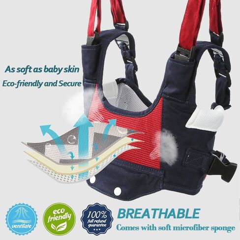 Baby Walker Toddler Walking Assistant, Deralaon Handheld Stand Up and Walking Learning Leash Kids Safety Breathable Walking Harness Walker for Baby 6-27 Months (Red) in Kuwait