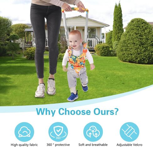 Baby Walking Harness + Baby Helmet- Adjustable Handheld Baby Walker Assistant, Belt Walker for Baby, 8-24 Months in Kuwait