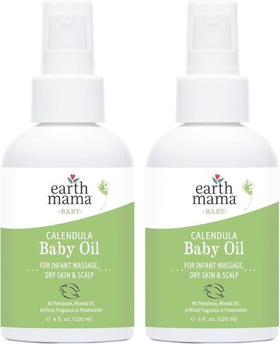 Earth Mama Calendula Baby Oil - Body and Massage Oil for Newborns and Infants - 4 fl oz - Fragrance-Free - Dry Skin & Scalp Moisturizer in Saudi Arabia