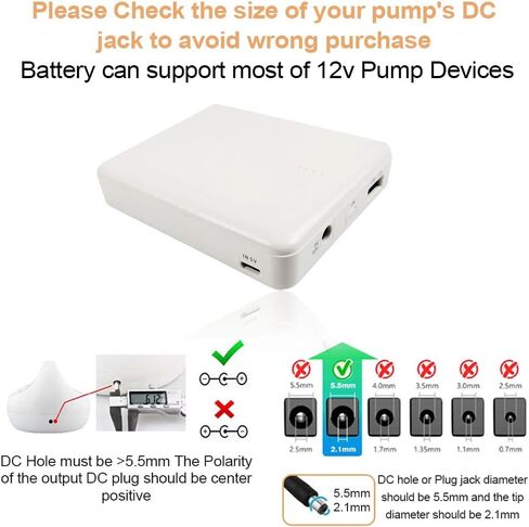 Smarkey 12v Portable Breast Pump Battery and Charger for S1 S2 Medela Pump-in-Style and Lactina Hygeia EnJoye (Easy for Outdoor and Travelling) in Kuwait