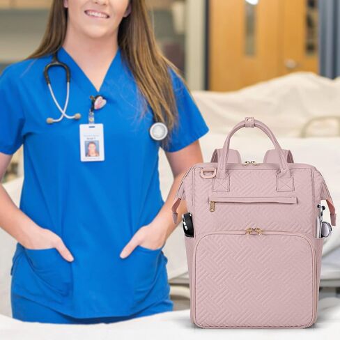 Fasrom Nurse Backpack for Work Women, Nursing Tote Bag with Laptop Compartment for Nursing Work and Home Health Care, Black (Empty Bag Only) in Saudi Arabia