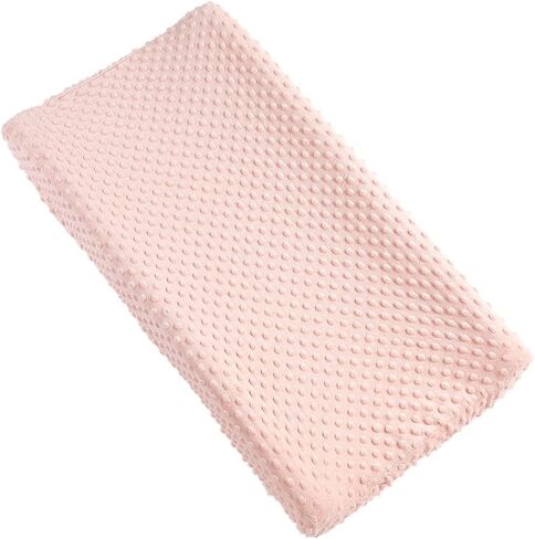 Solid Changing Table Pad Cover Cradle Sheet, Fits 32"/34''x16 Contoured Diaper Changing Pad, Ultra Soft Cozy Dots Plush Changing Table Covers, Breathable Wipeable Removable (Light Pink) in Saudi Arabia