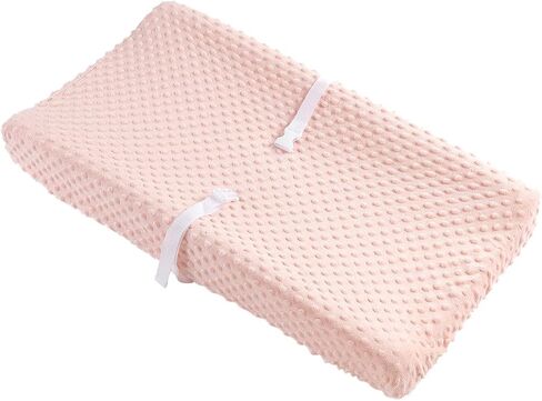 Solid Changing Table Pad Cover Cradle Sheet, Fits 32"/34''x16 Contoured Diaper Changing Pad, Ultra Soft Cozy Dots Plush Changing Table Covers, Breathable Wipeable Removable (Light Pink) in Saudi Arabia