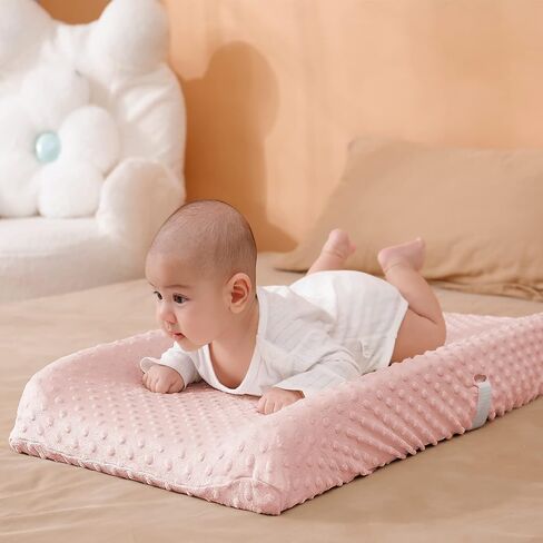 Solid Changing Table Pad Cover Cradle Sheet, Fits 32"/34''x16 Contoured Diaper Changing Pad, Ultra Soft Cozy Dots Plush Changing Table Covers, Breathable Wipeable Removable (Light Pink) in Saudi Arabia