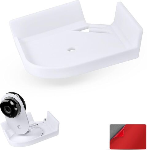 Universal Tilted Small Corner Wall Shelf, Floating, Stick On, No Screws for Baby Monitor for Crib, Overhead Security Camera Holder, Speaker & More, 3M Adheasive, by Brainwavz (UCRNMT01 White) in Saudi Arabia