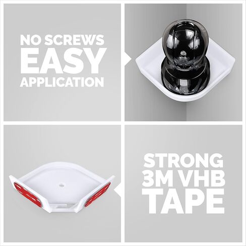 Universal Tilted Small Corner Wall Shelf, Floating, Stick On, No Screws for Baby Monitor for Crib, Overhead Security Camera Holder, Speaker & More, 3M Adheasive, by Brainwavz (UCRNMT01 White) in Saudi Arabia