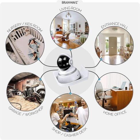 Universal Tilted Small Corner Wall Shelf, Floating, Stick On, No Screws for Baby Monitor for Crib, Overhead Security Camera Holder, Speaker & More, 3M Adheasive, by Brainwavz (UCRNMT01 White) in Saudi Arabia