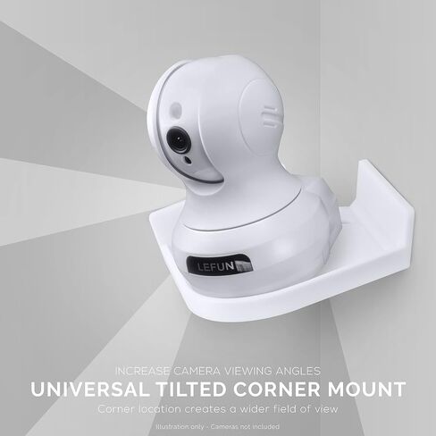 Universal Tilted Small Corner Wall Shelf, Floating, Stick On, No Screws for Baby Monitor for Crib, Overhead Security Camera Holder, Speaker & More, 3M Adheasive, by Brainwavz (UCRNMT01 White) in Saudi Arabia