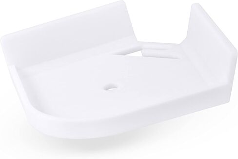 Universal Tilted Small Corner Wall Shelf, Floating, Stick On, No Screws for Baby Monitor for Crib, Overhead Security Camera Holder, Speaker & More, 3M Adheasive, by Brainwavz (UCRNMT01 White) in Saudi Arabia