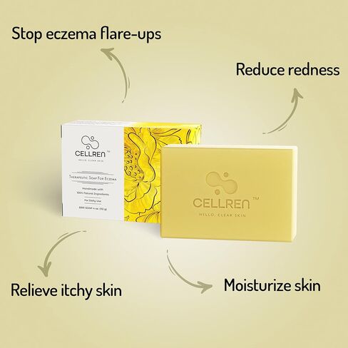 CellRen Eczema Soap Bar. Natural Relief for Eczema. Safe For Adults, Kids, and Babies. Extra Skin-Calming Formula. 4oz in Kuwait