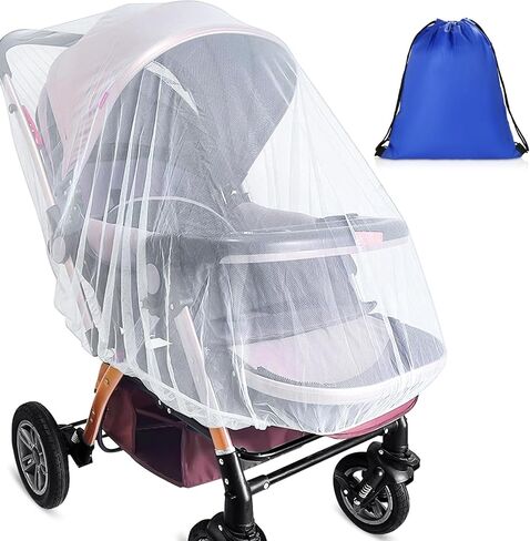 2 Pack Mosquito Net for Stroller, Sublaga 67 Inch Durable Baby Stroller Mosquito Net with Travel Storage Bag - Perfect Bug Net for Strollers, Bassinets, Cradles, Playards (White) in Kuwait