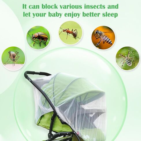 2 Pack Mosquito Net for Stroller, Sublaga 67 Inch Durable Baby Stroller Mosquito Net with Travel Storage Bag - Perfect Bug Net for Strollers, Bassinets, Cradles, Playards (White) in Kuwait