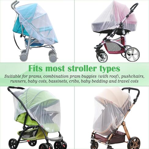 2 Pack Mosquito Net for Stroller, Sublaga 67 Inch Durable Baby Stroller Mosquito Net with Travel Storage Bag - Perfect Bug Net for Strollers, Bassinets, Cradles, Playards (White) in Kuwait