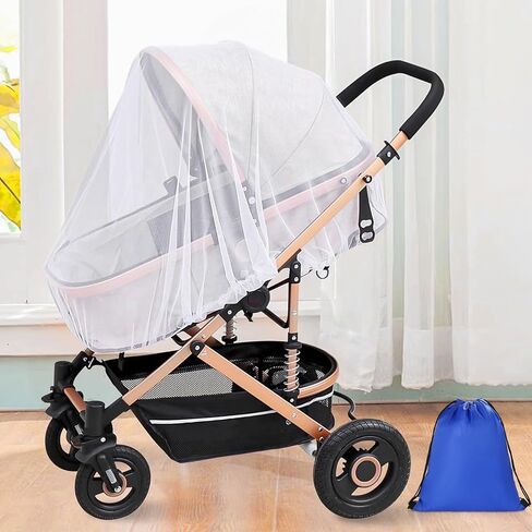 2 Pack Mosquito Net for Stroller, Sublaga 67 Inch Durable Baby Stroller Mosquito Net with Travel Storage Bag - Perfect Bug Net for Strollers, Bassinets, Cradles, Playards (White) in Kuwait