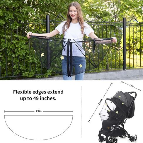 DUOMI 2-in-1 Stroller Cover, Sun Shade & Mosquito Net Breathable Mesh | Prevents Overheating, Two-Way Zipper, Fits Jogging Strollers & Most Strollers 24-42" in Saudi Arabia