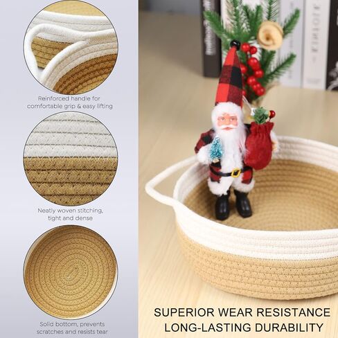 Woven Storage Baskets 5-Piece, Natural Cotton Rope Basket for Baby Nursery Basket, Cat Dog Toys Basket, Bathroom Organizing Baskets, Empty Decorative Gift Basket Round White Brown in Saudi Arabia