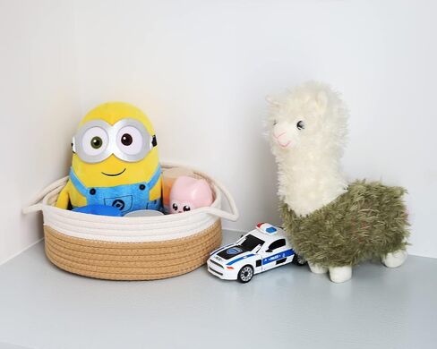 Woven Storage Baskets 5-Piece, Natural Cotton Rope Basket for Baby Nursery Basket, Cat Dog Toys Basket, Bathroom Organizing Baskets, Empty Decorative Gift Basket Round White Brown in Saudi Arabia