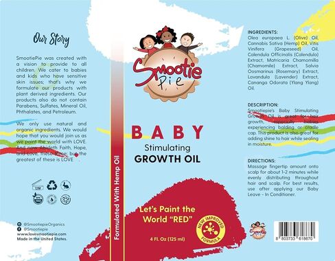 SmootiePie Baby Stimulating Growth Oil | Cradle Cap Treatment| Eczema Treatment| 100% Organic, Natural, & Vegan| Nourishing Hair Oil| Hair and Dry Scalp Oil in Saudi Arabia