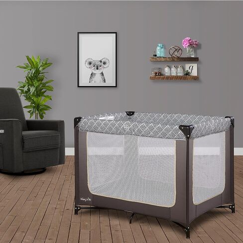 Dream On Me Zoom Portable Playard in Light Grey, Lightweight, Packable and Easy Setup Baby Playard, Breathable Mesh Sides and Soft Fabric - Comes with a Removable Padded Mat in Kuwait
