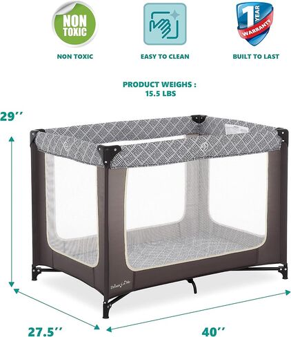 Dream On Me Zoom Portable Playard in Light Grey, Lightweight, Packable and Easy Setup Baby Playard, Breathable Mesh Sides and Soft Fabric - Comes with a Removable Padded Mat in Kuwait