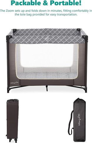 Dream On Me Zoom Portable Playard in Light Grey, Lightweight, Packable and Easy Setup Baby Playard, Breathable Mesh Sides and Soft Fabric - Comes with a Removable Padded Mat in Kuwait