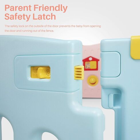 Kidzone Baby Playpen Kids 8 Panel Safety Play Center Yard Home Indoor Outdoor Pen Play Pen Children Activity (Blue) in Kuwait