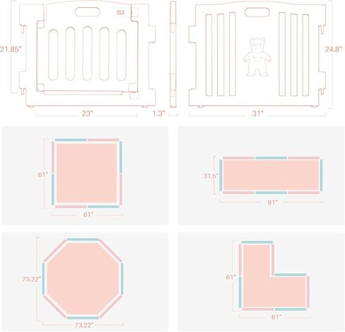 Kidzone Baby Playpen Kids 8 Panel Safety Play Center Yard Home Indoor Outdoor Pen Play Pen Children Activity (Blue) in Kuwait