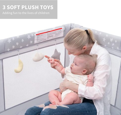 ANGELBLISS Baby Playpen, Large Baby Playard, Play Pens for Babies and Toddlers with Gate, Indoor & Outdoor Play Area for Infants, Kids Safety Play Yard with Star Print (Dark Grey, 50"×50") in Kuwait