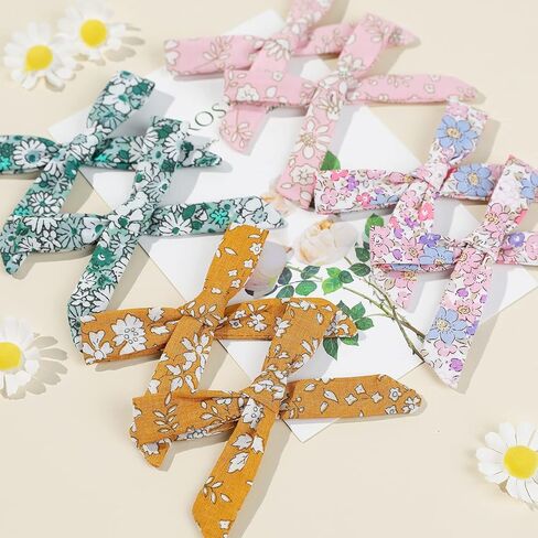 مشابك شعر DEEKA للفتيات الصغيرات 12 قطعة من إكسسوارات الشعر الزهرية، مشابك شعر لطيفة من نسيج القطن، مشابك التمساح للفتيات الصغيرات الصغار in Kuwait