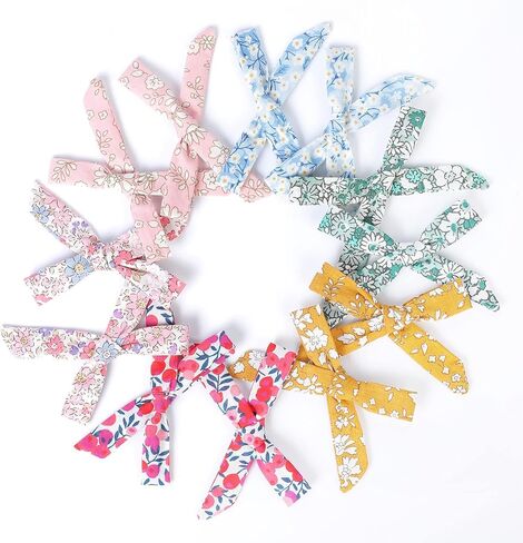 مشابك شعر DEEKA للفتيات الصغيرات 12 قطعة من إكسسوارات الشعر الزهرية، مشابك شعر لطيفة من نسيج القطن، مشابك التمساح للفتيات الصغيرات الصغار in Kuwait