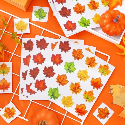 Whaline 400 Pcs Fall Maple Leaf Stickers 8 Colors Autumn Leaves Shape Stickers Cute Self Adhesive Decals for Holiday Thanksgiving Wedding Birthday Party Window Door Home Decorations in Kuwait