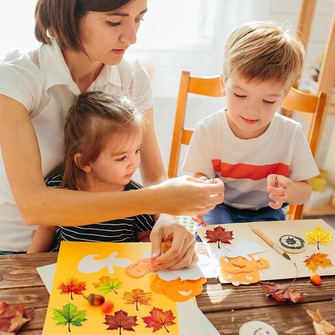 Whaline 400 Pcs Fall Maple Leaf Stickers 8 Colors Autumn Leaves Shape Stickers Cute Self Adhesive Decals for Holiday Thanksgiving Wedding Birthday Party Window Door Home Decorations in Kuwait