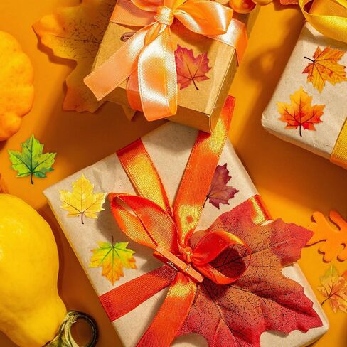Whaline 400 Pcs Fall Maple Leaf Stickers 8 Colors Autumn Leaves Shape Stickers Cute Self Adhesive Decals for Holiday Thanksgiving Wedding Birthday Party Window Door Home Decorations in Kuwait
